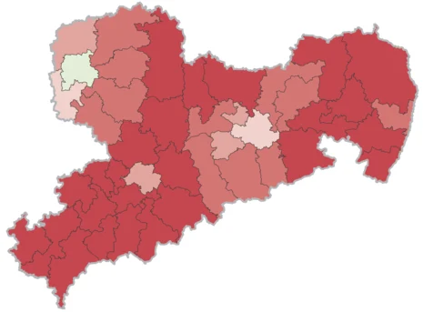Karte des Freistaates Sachsen mit Grenzen der Lndtagswahlkreise